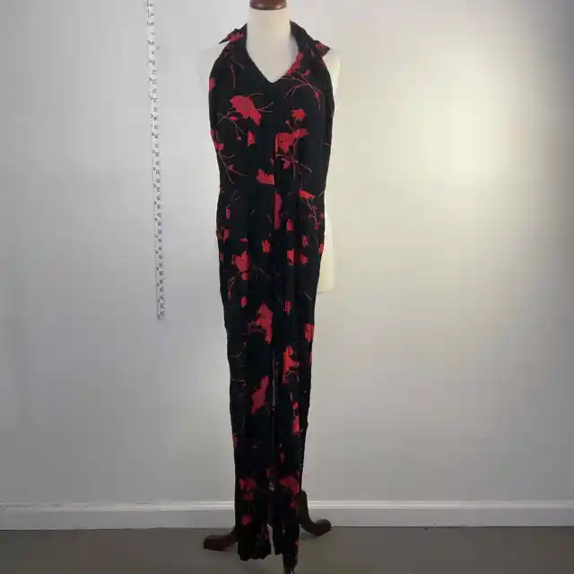 Topshop Black Floral Printed Jumpsuit Womens Size 2
