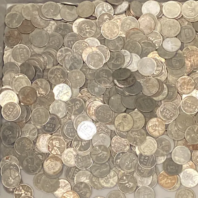 50 Coin Roll Lot Of 1943 Steel Lincoln Wheat Cent Random Mints War Time Pennies