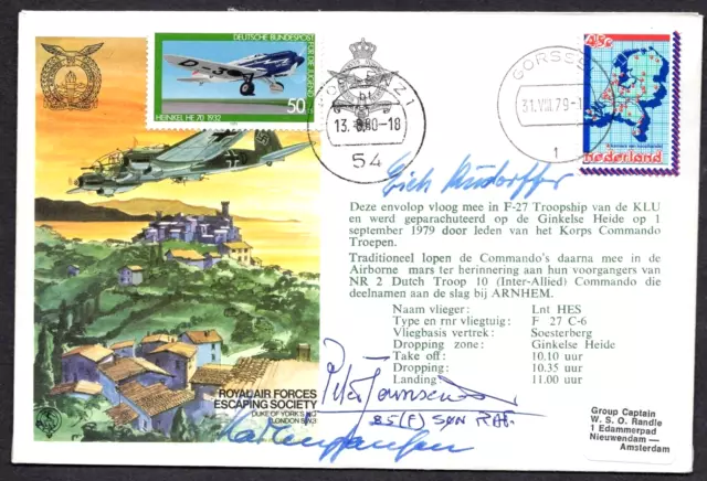 Ld Ed Rossbach Signed Cover Luftwaffe Ace Rudorffer & Harlinghausen Raf Townsend