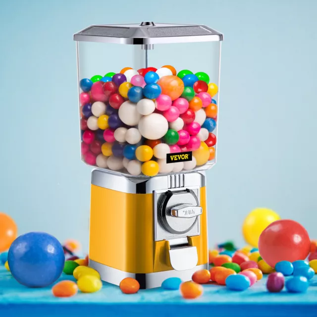 VEVOR Gumball Machine Gumball Coin Bank Vintage PC Vending Machine Stand Yellow