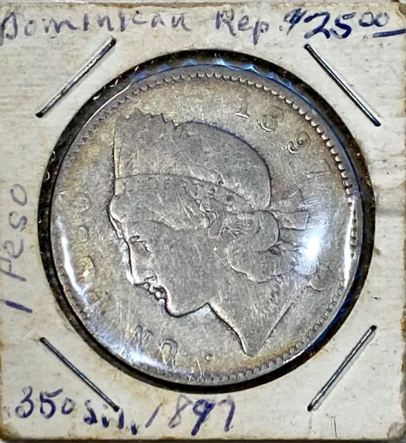 1897-A  Republica Dominicana, Medio Peso 12 1/2 Gramos Silver