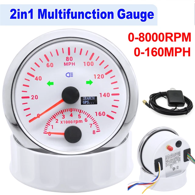 85mm Digital Boat GPS Speedometer Odometer 0-160 MPH Tachometer Gauge 0-8000RPM