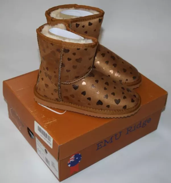 EMU RIDGE Australia Kirby Mini Print Chestnut Pull On Boots Girls 11  *NEW*