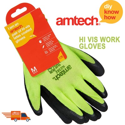 Amtech Amtech Hi Vis da Lavoro Guanti Lattice Rivestito per Costruttori Costruzioni 