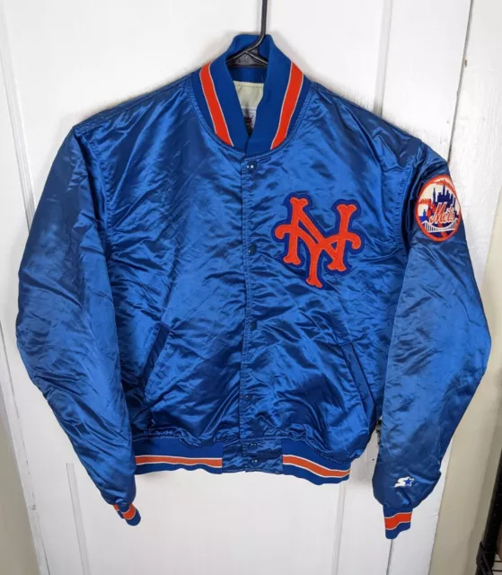 Vintage 90s Starter Diamond Collection NY Mets Satin Bomber Quilted Men L USA