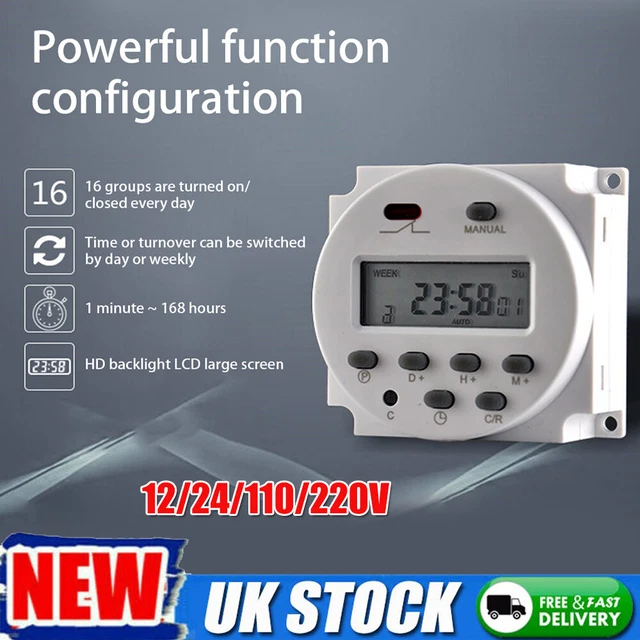 DIGITAL DISPLAY POWER Timer Weekly Programmable Time Relay Switch 12/24