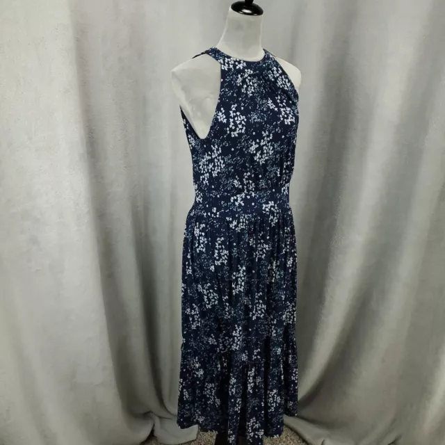 New Michael Kors Dress Womens Medium Navy Ditsy Floral Midi Lined