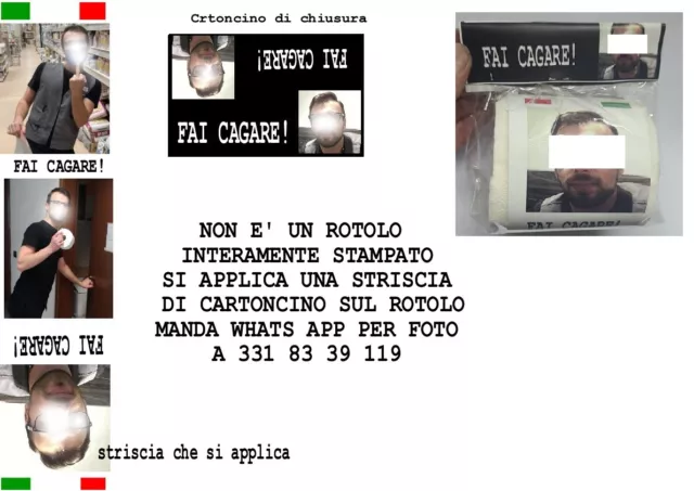 rotolo carta igienica finta PERSONALIZZATA MANDACI FOTO ITALIA vip  merd *
