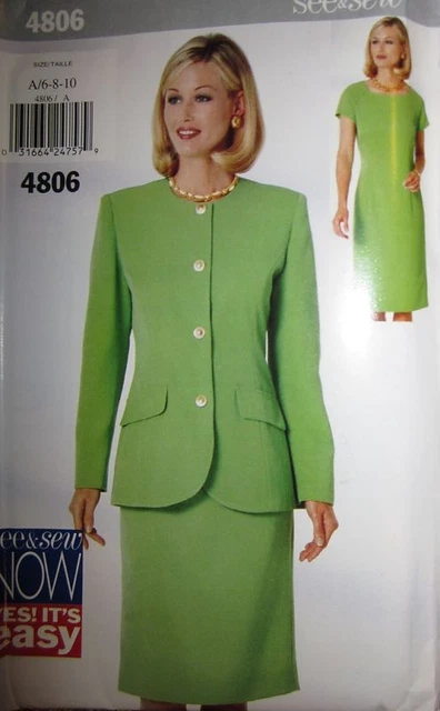 Vintage Butterick SEWING Pattern 4806 EASY Misses Jacket Dress UNCUT 6-22