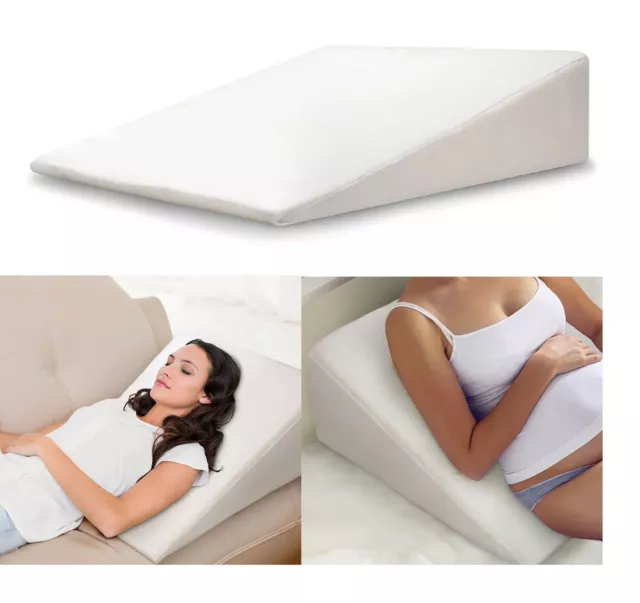 Large Wedge Pillow Memory Foam Back Support Pillow Acid Reflux Raised Bed Pillow