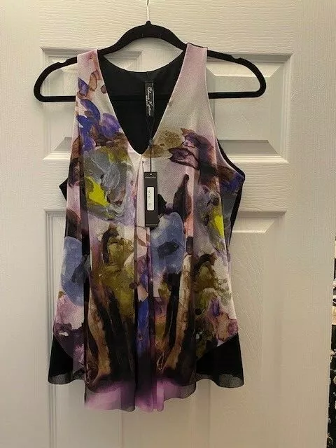 New Elana Kattan Black/Colors Polyester Dressy Sleeveless Top.