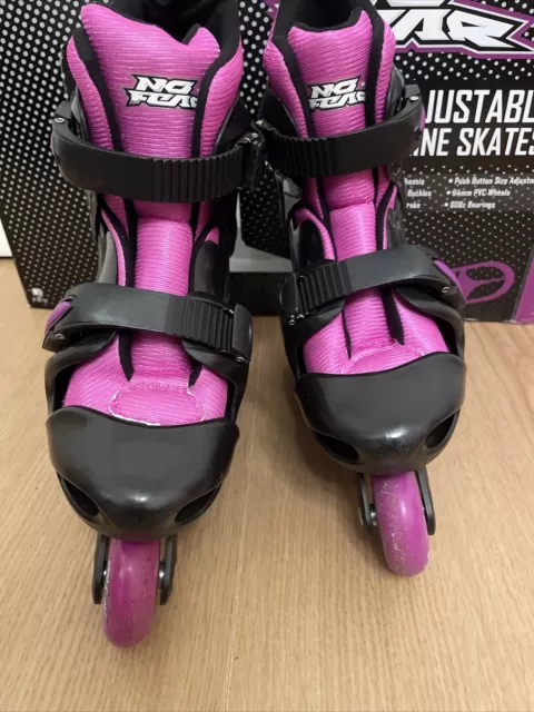 No Fear Adjustable Purple/Black Inline Skates Size  1-4