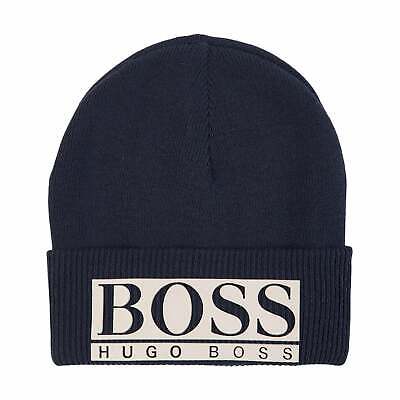 Hugo Boss Kids Ribbed Turn Up Navy Beanie Hat J21240