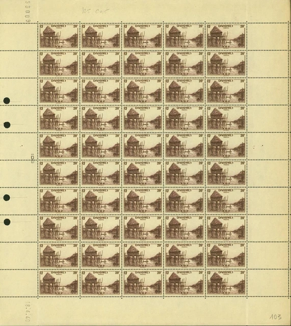 Dahomey 1941-French Colony -MNH stamps. Yvert Nr.:125. Sheet of 50(EB) AR1-01257
