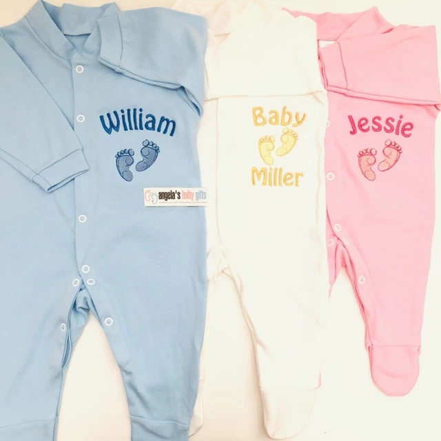 Personalised Name Feet Baby Grow Gift Newborn Christening Girl Boy