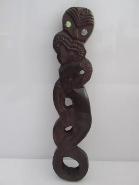 Tall NZ Maori Hand Carved Solid WOODEN TIKI Sculpture Home Decor