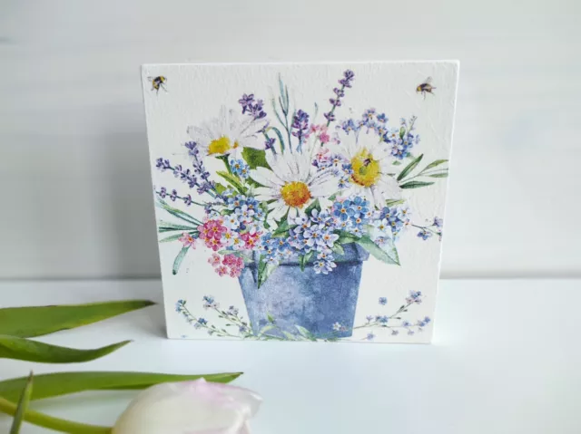 Spring Flowers Bees Freestanding Spring Wooden Plaque Gift