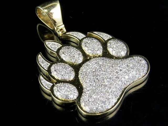 3Ct Round Cut Real Moissanite Dog Tag Pendant 14K Yellow Gold Plated