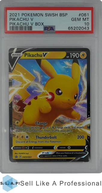 2021 Pokemon Sword & Shield Black Star Promo Pikachu V Box Pikachu V 61 PSA 10