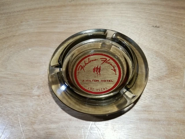 THE FABULOUS FLAMINGO LAS VEGAS Vintage Hilton Hotel GLASS ASHTRAY