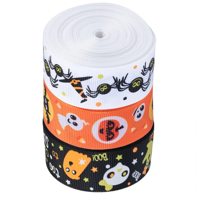 3 Pcs Halloween Webbing Wreath Ribbon Holiday Ribbons Black Wired Gift