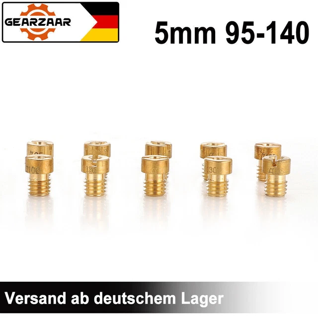 10 Stück Vergaser Hauptdüsen Set M5 – Größen 95-140, 5mm, Für Dellorto M5 Vergaser (Gearzaar)