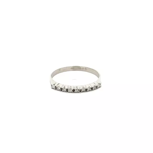 Vintage 14K Oro Blanco 0.09ctw Diamante Petite Apilable Anillo de Boda Talla 7