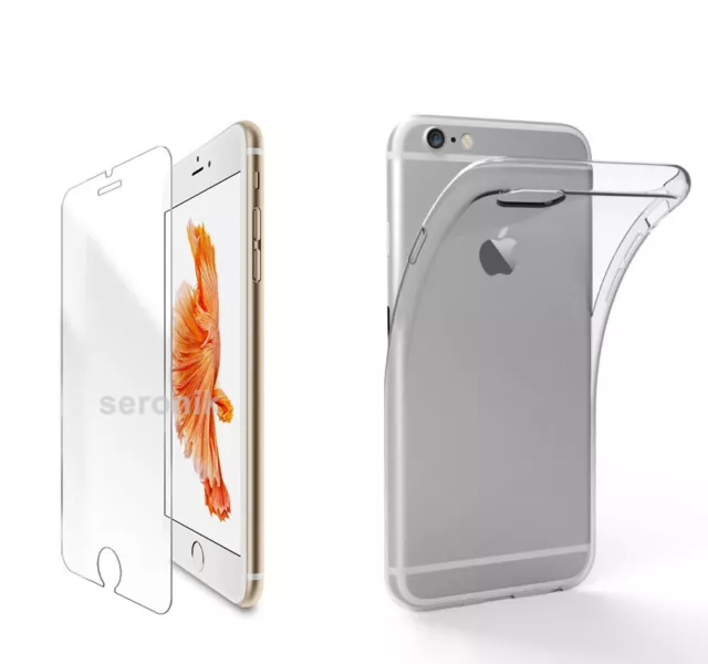 Hülle + Schutzglas iPhone 6 PLUS iPhone 6s Plus Silikon Case Cover Tasche TPU 9H