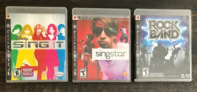 Lote de 3 juegos de PS3: Disney Sing It, Singstar, Rock Band PlayStation 3