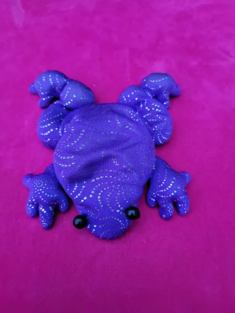 Rainbow Creatures Purple And Silver Frog Sand Filled Plush Toy