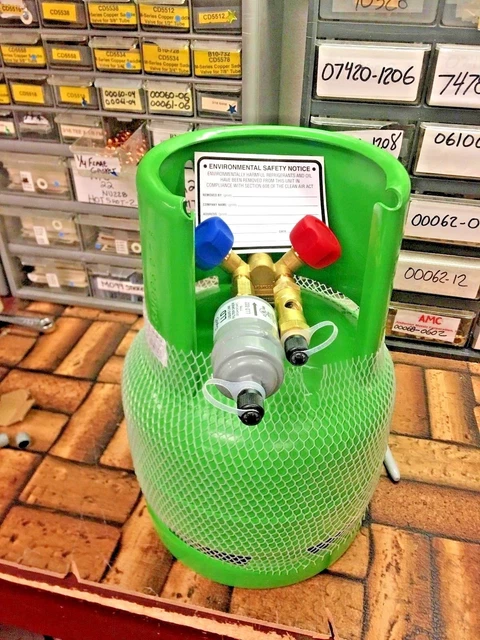 Refrigerant Recovery Tank, 6L/13.2Lbs., Liquid Capacity, Liquid & Vapor Y Valve Refrigerant Recovery Tank, 6L/13.2Lbs., Liquid Capacity, Liquid & Vapor Y Valve