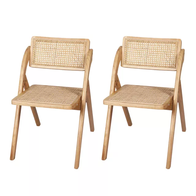 Levede 2X Dining Chairs Foldable  Accent Wooden Chair Rattan Furniture Lounge