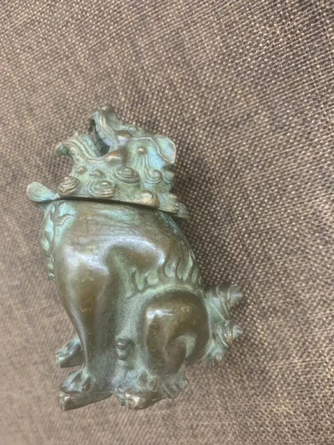 Large Antique Chinese Bronze Hand Made *Foo* Incense Burner