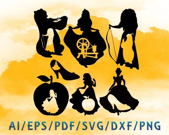 DISNEY PRINCESS DESIGNS, SVG, DXF, PNG, JPG CUT FILES £2.49 - PicClick UK