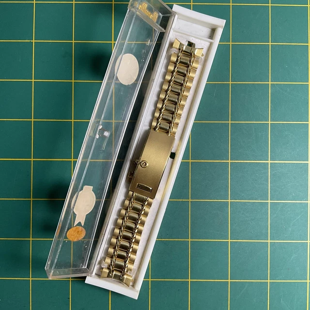 VINTAGE 19MM MARUMAN Bike Chain Rail Gold Plated Watch Bracelet / Band