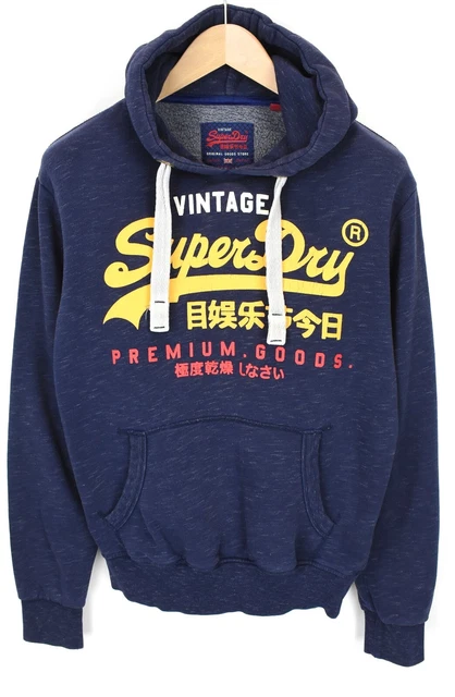 Superdry Felpa con Cappuccio Uomo Piccolo Rivestito Logo Melange Canguro Tasca
