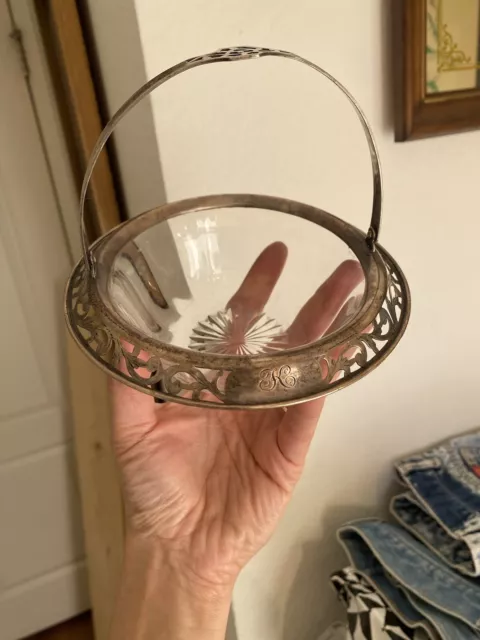 ❤️Antique Reticulated Sterling Silver Basket with Handle Excellent GORHAM? 925 3