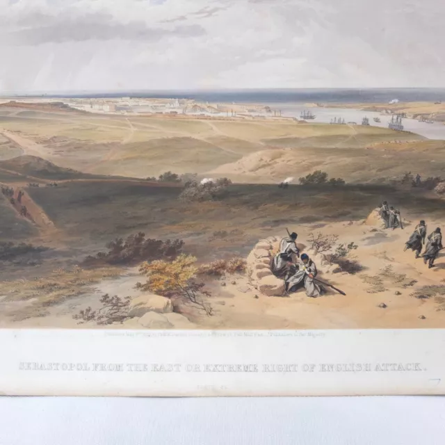1855 Crimean Simpson Sevastopol Battle Lithograph Print Crimea Seat Of War East