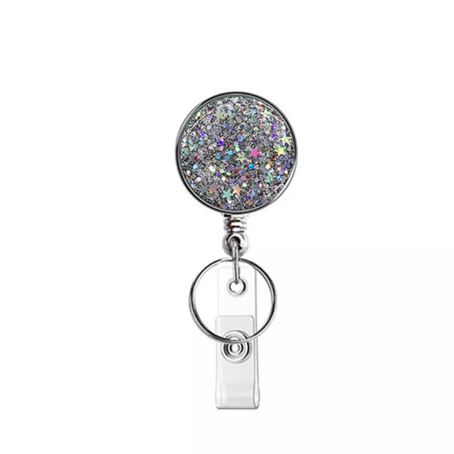 Fashion Glitter Retractable Nurse Badge Holder Clip Student Name ID Card Holder