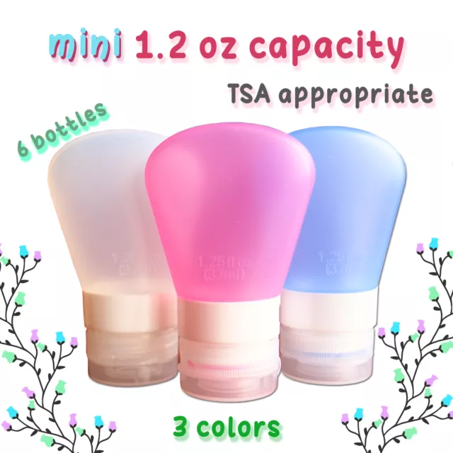 6pcs Squeezable Silicone Travel Refillable Bottles Set - 37ml