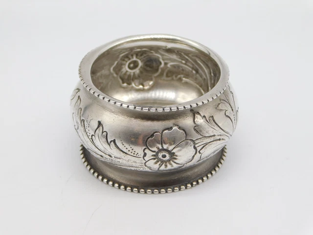 Fancy Victorian Sterling Silver Floral Flower Napkin Ring "Dwh"