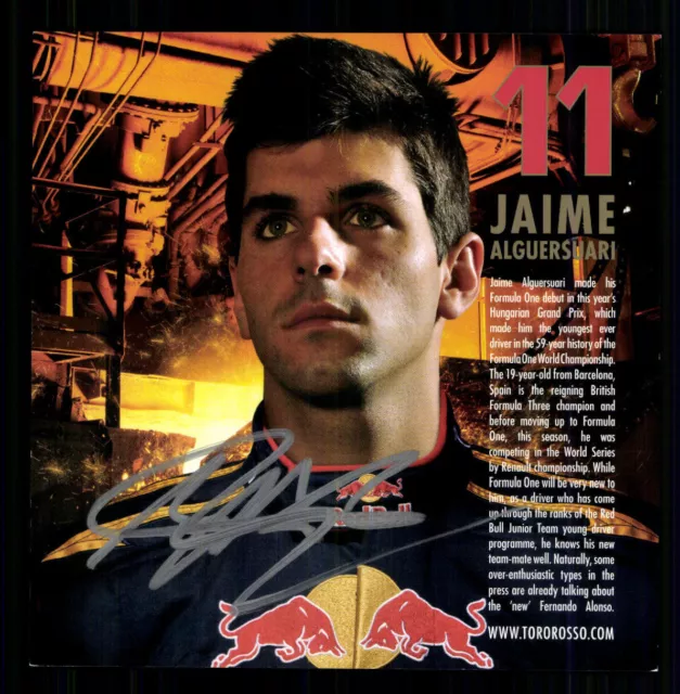 Jaime Alguersuari Formula 1 2009-2011 Autograph Card Original Signed + G 40552