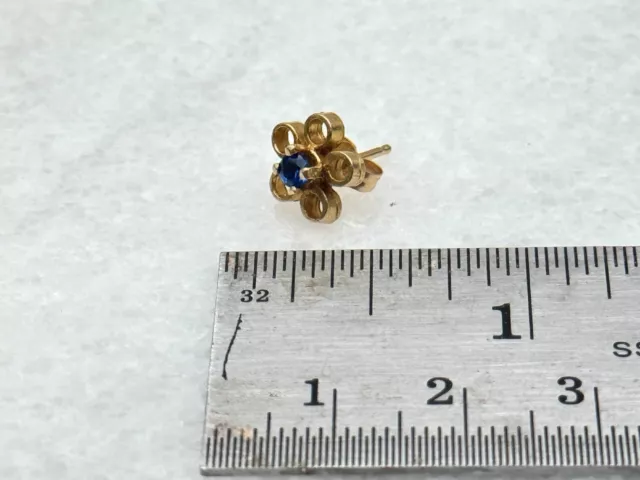 VINTAGE 14K SOLID Yellow Gold Stud Earrings Natural Blue Tanzanite $144 ...
