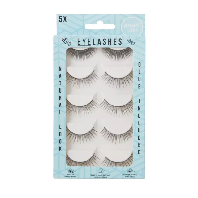 Kit 5 Paires de Faux Cils Haute Qualité + Colle avec Livraison Rapide Offerte 2