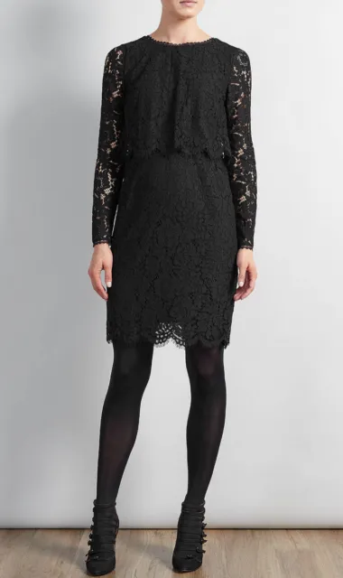 Somerset By Alice Temperley Lace Layer Dress Black UK 10