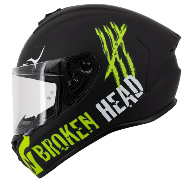Motorradhelm Broken Head BeProud Sport Grün Integralhelm + 2 Visiere