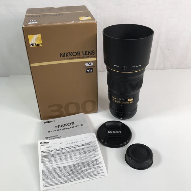 Nikon AF-S NIKKOR 300mm F/4E VR PF ED N Lens With Hood, Manual and Original Box