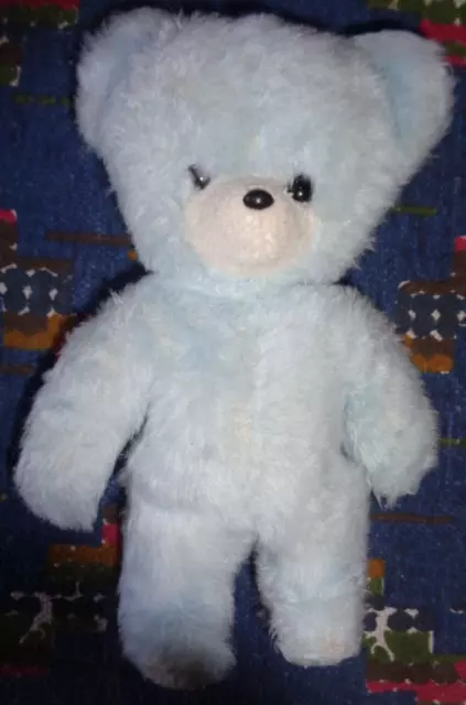 Ib3/ Doudou Peluche Vintage Boulgom Ours Bleu Blanc 23 Cm Tbe
