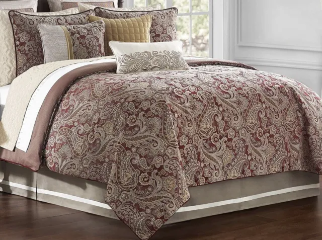 Waterford Danehill Reversible Queen 4 Piece Comforter Set Color Red New