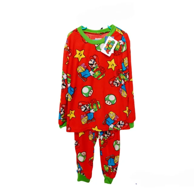 Mario Christmas Thermal Pajama Set-8-Red
